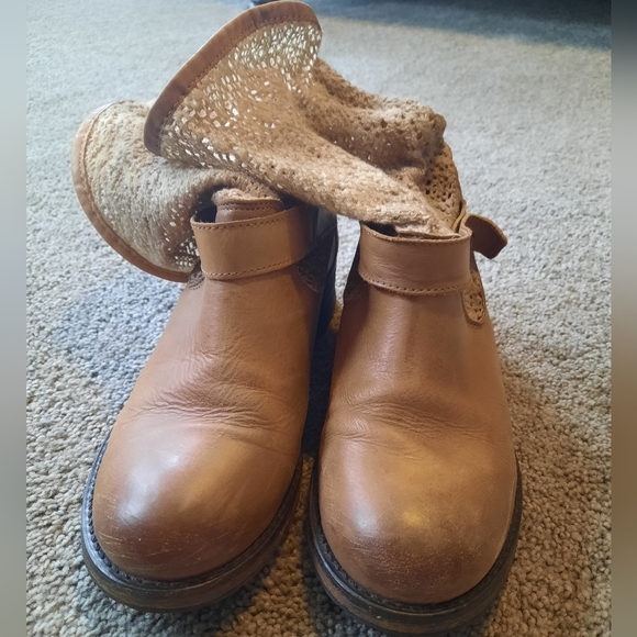 Free People leather and lace booties. - Picture 3 of 6